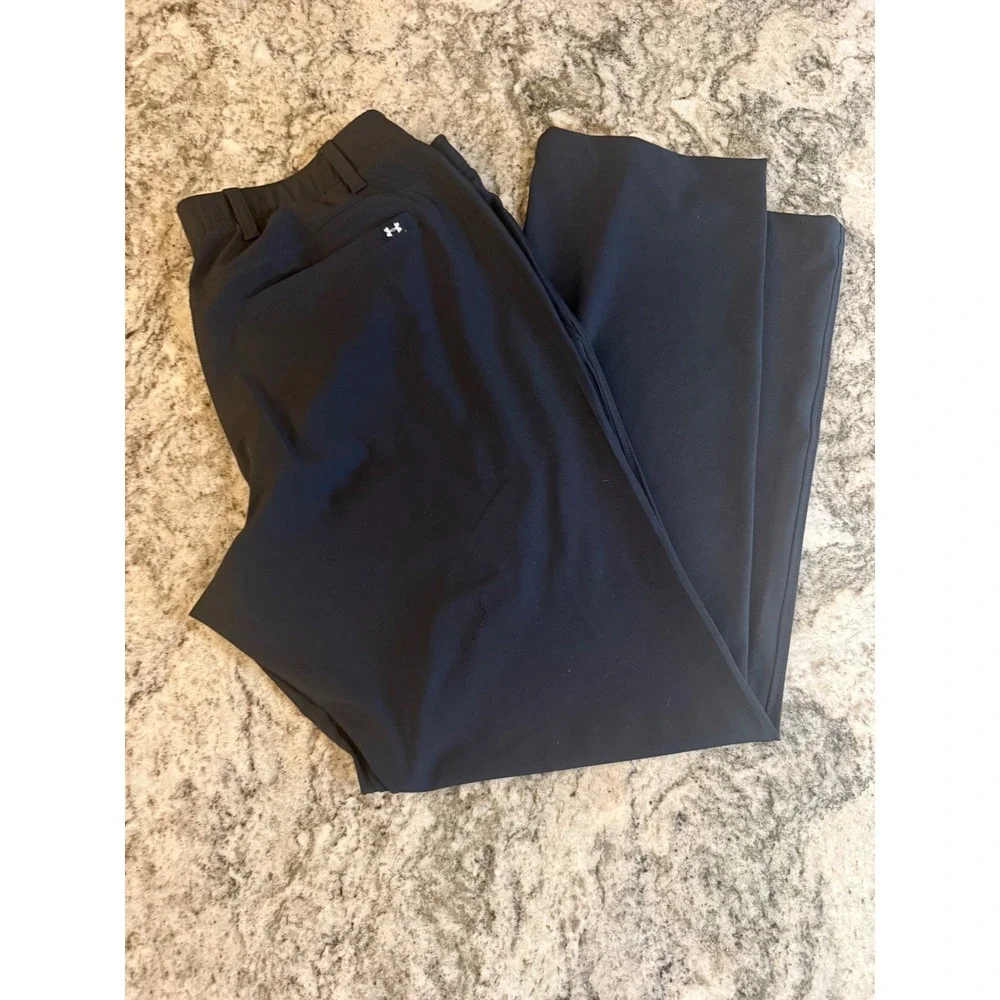 Under Armour Mens Golf Pants Black 40x32 Straight Leg Flat Front‎ Performance